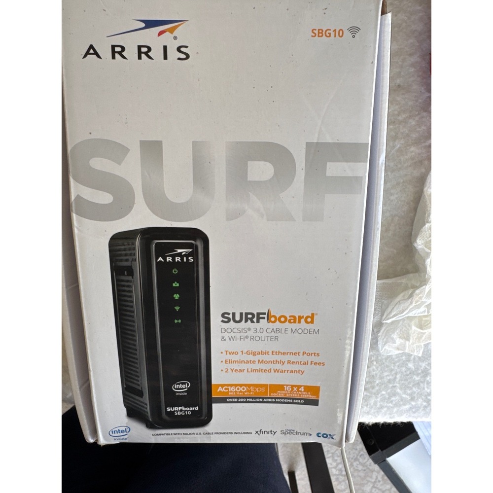 New Arris SURFboard SBG10 DOCSIS 3.0 Cable Modem & Wi-Fi Router - New